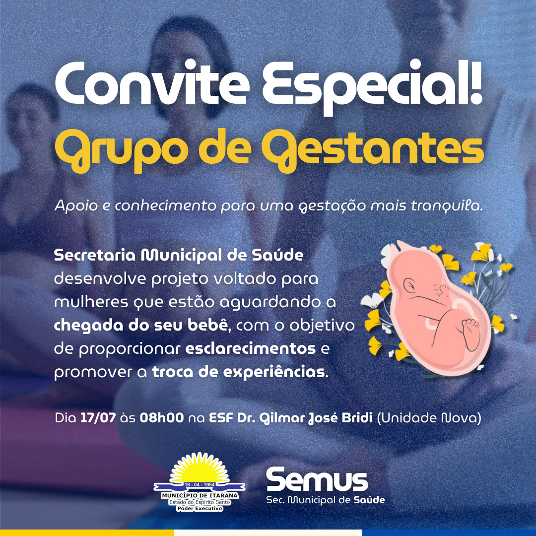 Prefeitura de Itarana convida gestantes para encontro sobre cuidados com o bebê