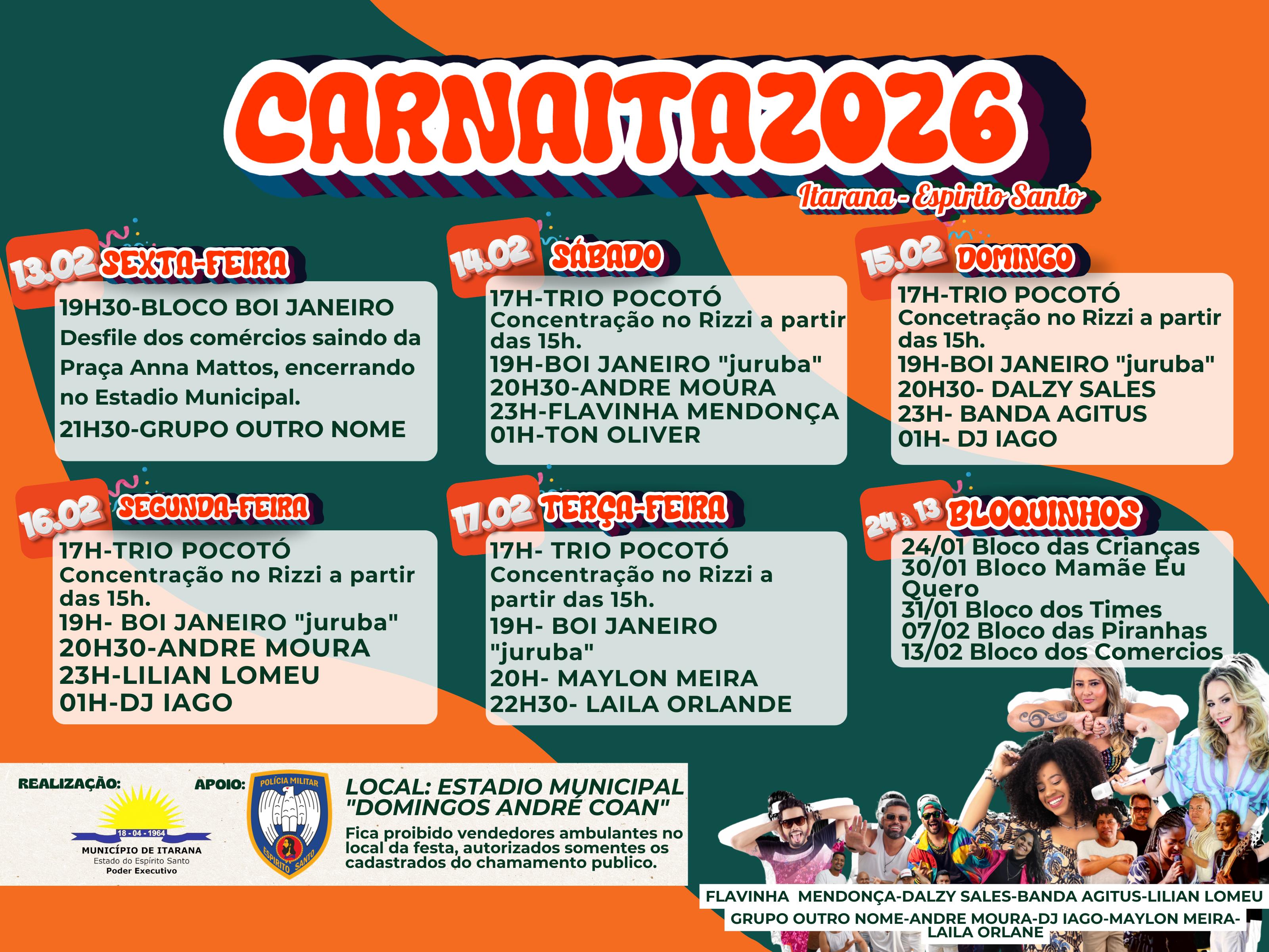 Carnaval de Itarana 2026 – No ritmo da alegria, nossa tradição continua!