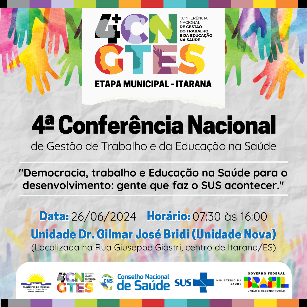 4ª Conferência Nacional de Gestão  de Trabalho e da Educação na Saúde -  Itarana 2024