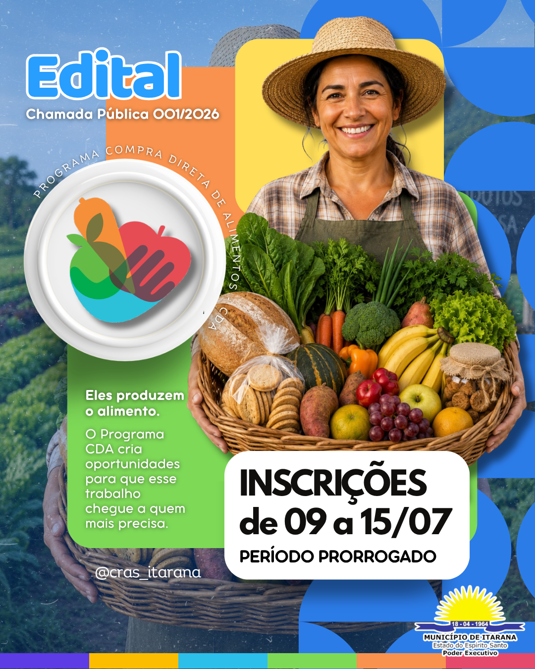 Prefeitura de Itarana divulga retificação no Edital nº 001/2026 do Chamamento Público do Programa CDA