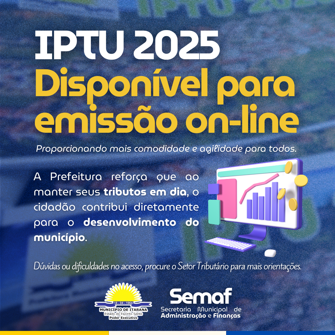 IPTU 2025 já está disponível no site da Prefeitura de Itarana