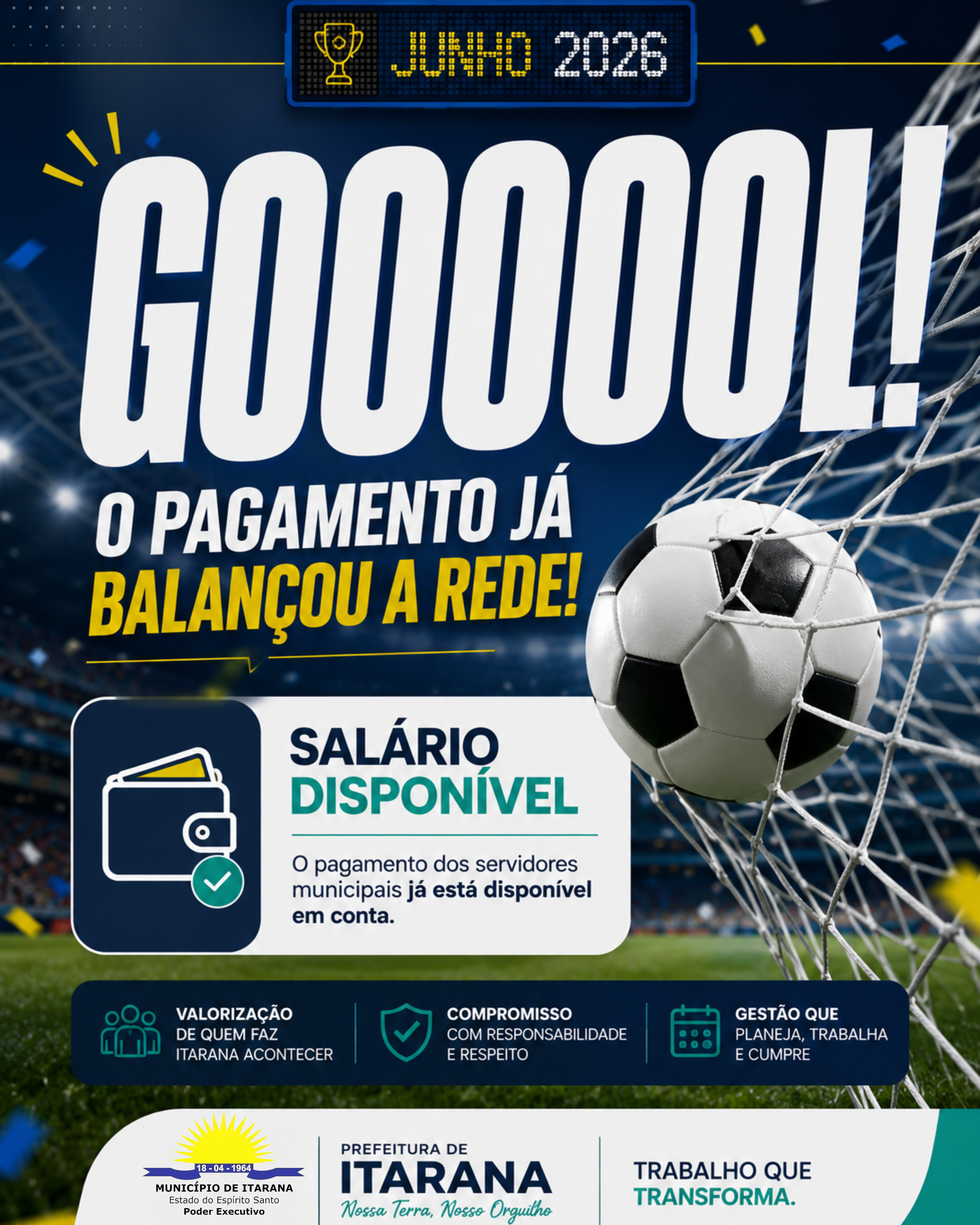Goooool! Pagamento dos servidores municipais já está disponível